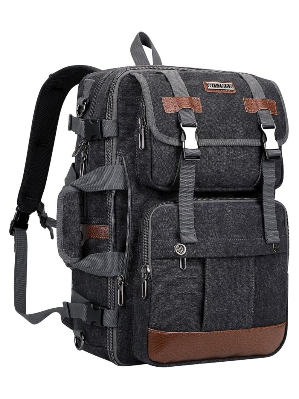 Canvas Travel Backpack Men Large Laptop 16 Inch Expandable Convertible
